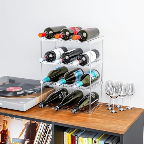 Stackable Water Bottle Organizer for Cabinet,3 Tier Water Bottle