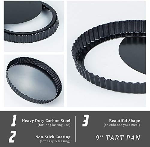 Webake 9 Inch Round Tart Pan with Removable Loose Bottom, Non-stick