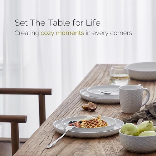 Stoneware Dinnerware Sets Service for 4, 12 pcs Reactive Glaze Plates