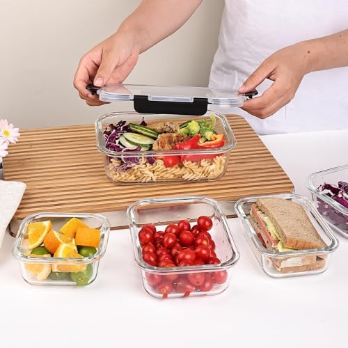 Liuruiyu 8 Pack Glass Food Storage Containers with Lids