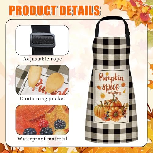 6 Pcs Thanksgiving Fall Kitchen Aprons with Pockets, Vivid