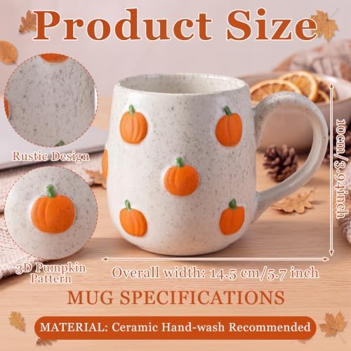 2 Pcs Fall Pumpkin Coffee Mug Cute Autumn 3D Icon Ceramic Cup