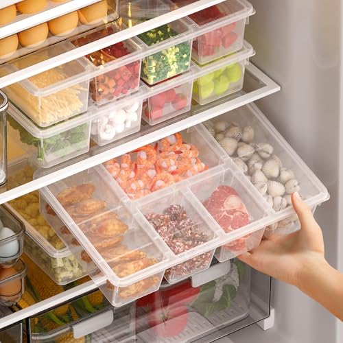 Taiuloo 2 Pack Divided Veggie Tray with Lid, Salad Bar Containers for