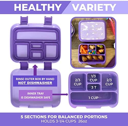 kinsho Bento Box for Girls Toddlers with Thermo Lunch Pack, Purple