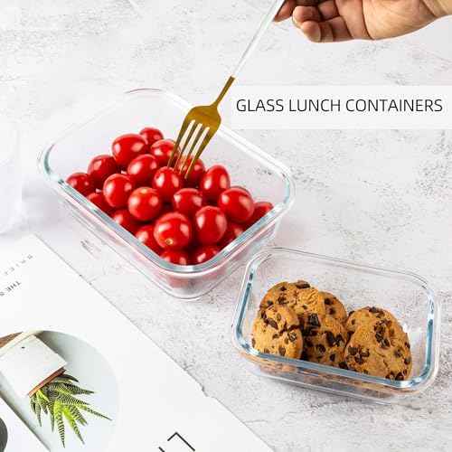 16Pack Glass Meal Prep Containers with Pink Lids