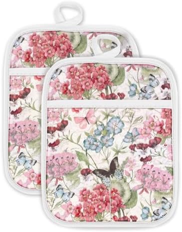 Swooflia 100% Cotton Pot Holders, 2 Pack Set