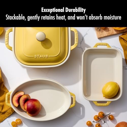 Staub Ceramic 4-pc Baking Pan Set, Citron