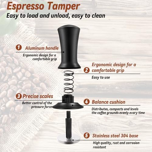 22 PCS Espresso Accessories, 51mm Coffee Espresso Tamper Set, with