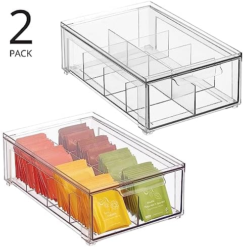 mDesign Plastic Kitchen and Pantry Organizer with Divided Drawer