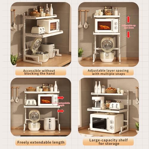 Expandable 3-Tier Microwave Oven Rack, White