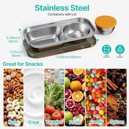 Reusable Snack Containers with Lids,2 Compartment Snack Containers