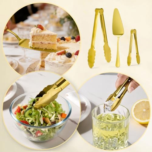 Artcochan 12 PCS Gold Serving Utensils, Stainless Steel Set Includes