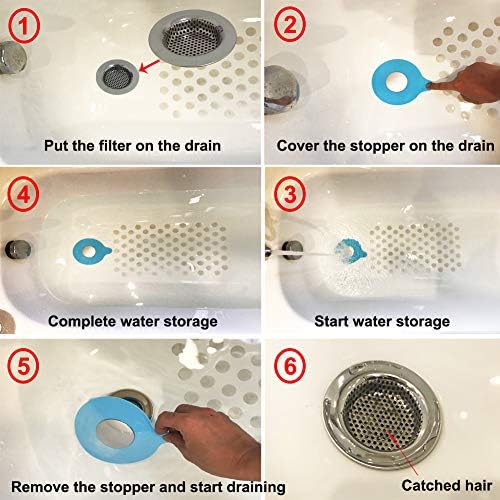 Seatery 2PCS Bathtub Stopper Hair Catcher Kit, Bathtub Drain Strainer
