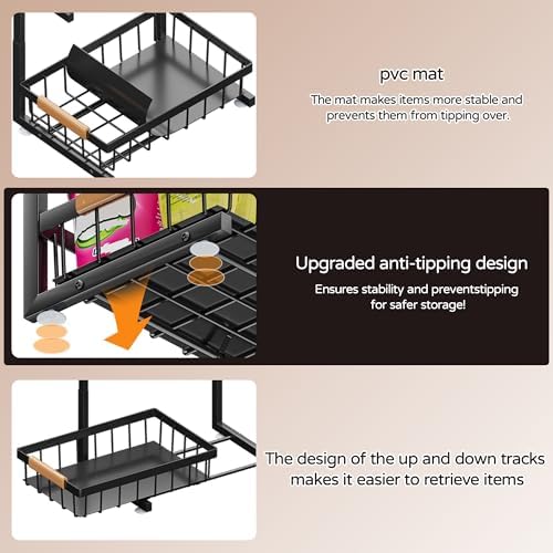 ADBIU Under Sink Organizer, 2 Pack 2 Tier Expandable Height