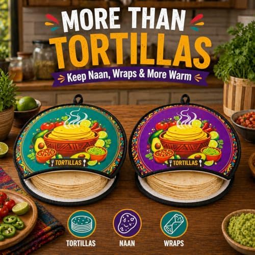 12-Inch Tortilla Warmer Pouch 2-Pack, Green + Purple