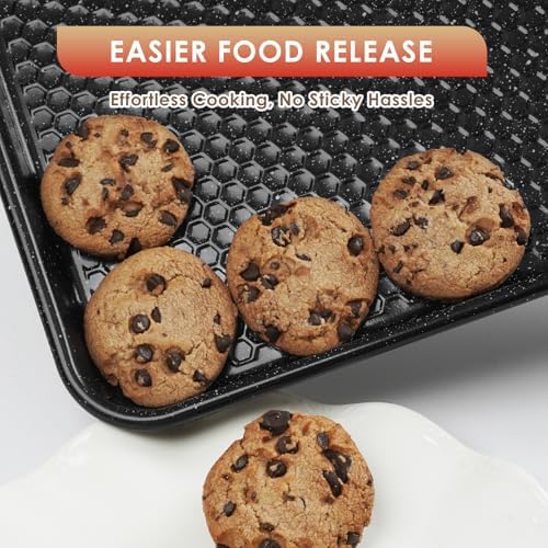 Baking Sheet Pan Set of 3, Nonstick Carbon Steel Cookie Sheets with