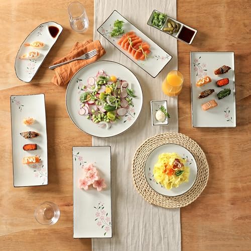 Dinner Plates Ceramic Plate Set - 12" Large Serving Plate Sets - Flat