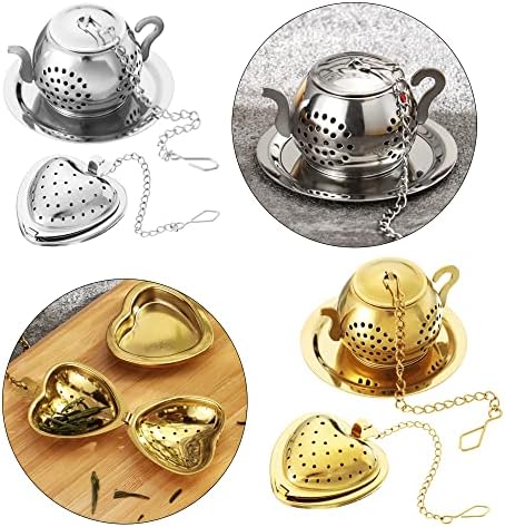 HomeSoGood 4 Pcs Tea Strainer Tea Ball with Chain&Drip Trays,3D