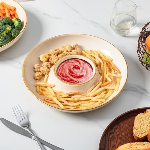 LEHAHA 12.25 inch porcelain Chip and Dip Serving Set, Ceramic Platters