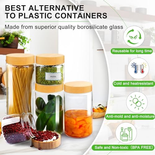 AISIPRIN Airtight Glass Jar with Lid, Glass Storage Containers with