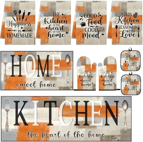 Kitchen Decor and Accessories Set of 10, Orange Beige