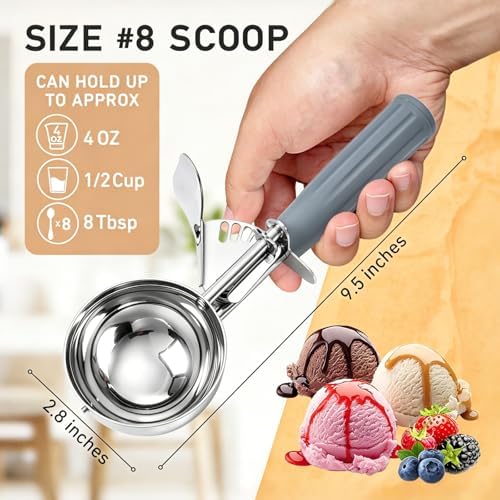 Fayomir 4 oz Scoop, Large Ice Cream Scoop with Trigger, #8 Portion