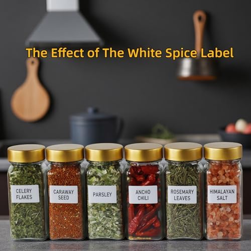 6 Pack Spice Jars with Labels - 4oz Square Glass Seasoning Containers