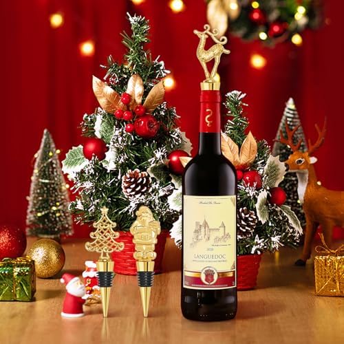 12Pcs Christmas Wine Bottle Stoppers Set Xmas Tree Santa Claus Deer