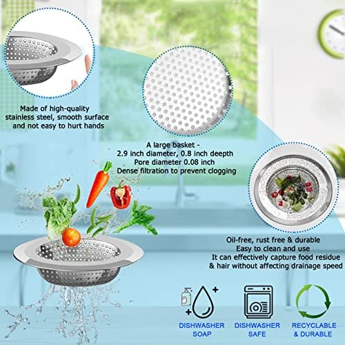 Kitchen Sink Drain Strainer, 4 Pack Stainless Steel and Black Mesh