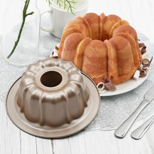4.5'' Mini Cake Pan for Baking, Carbon Steel Kugelhopf Cake Mold