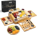 SMIRLY Bamboo Charcuterie Board Set with Serving Accessories (4-Drawer)