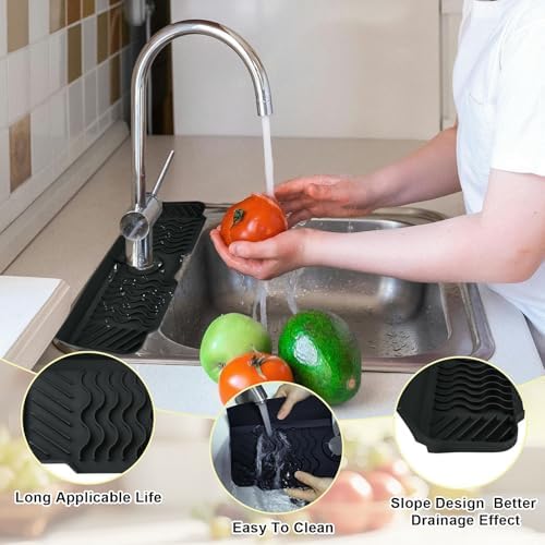 Craftdady 17.5'' Faucet Mat for Kitchen Sink Silicone Sink Splash