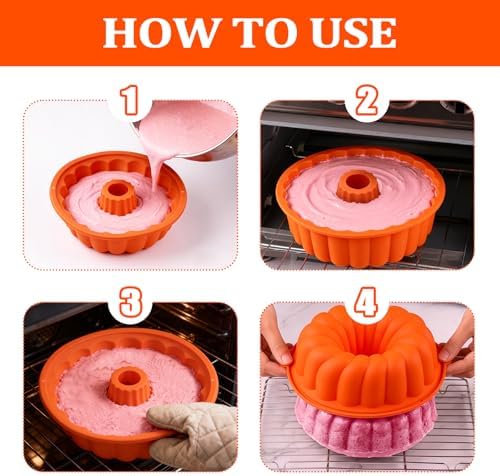 Pure Vie 9.5" Leak-proof Nonstick Silicone Cake Mold Bundt Cake Pan