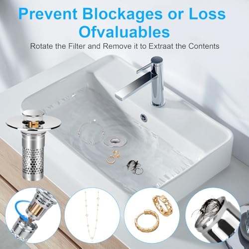 Adoric Bathroom Sink Stopper 2Pack, Sink Drain for Bathroom Pop Up