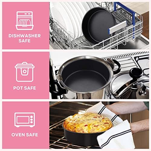 Herogo 8 x 2 Inch Black Round Cake Pan Set of 3, Nonstick Sturdy