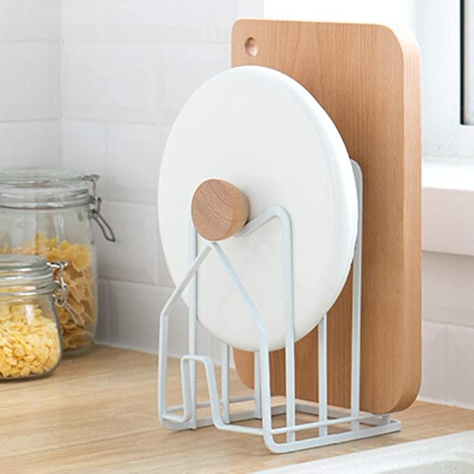 SUNFICON 2 Pack White Cutting Board Holder Rack Pot Pan Lids Holder Chopping - Image 3