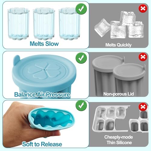 Ice Cube Tray for Owala FreeSip, 3PCS Silicone Ice Cube Molds, Easy