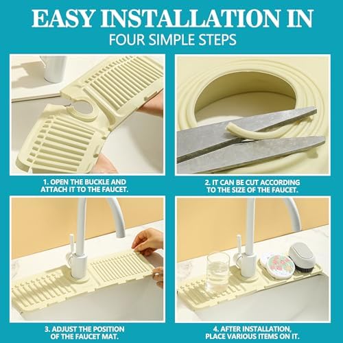 Faucet Mat for Kitchen Sink, Silicone Faucet Handle Drip Catcher Tray