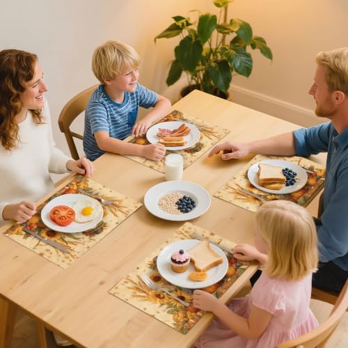 Thanksgiving Scarecrow Placemats Set of 4 Washable Table Place Mats