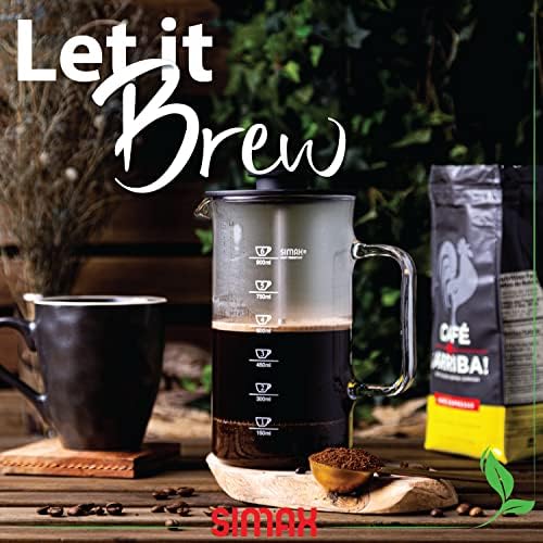 SIMAX French Press Coffee Maker, 1 Liter, Borosilicate Glass