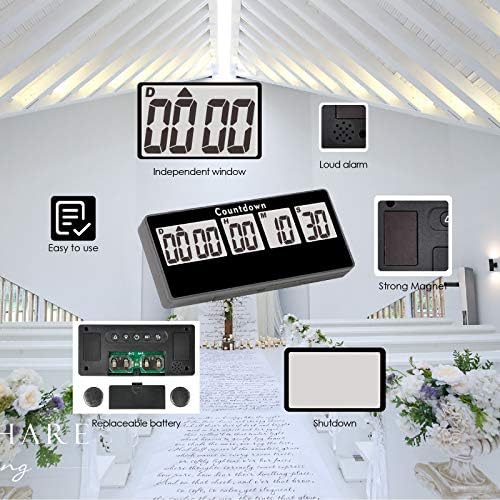 Jayron 9999 Day Digital Countdown Timer, Black