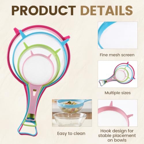 4 Pcs Plastic Strainer Plastic Colander Strainer for Kefir Grains
