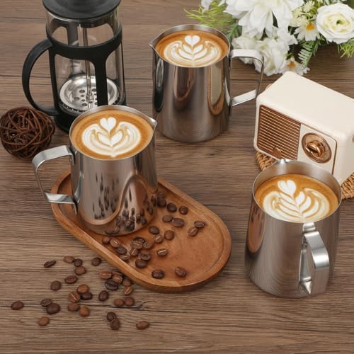 6 Pcs Milk Frothing Pitcher 12 Oz Stainless Steel Steaming Pitcher