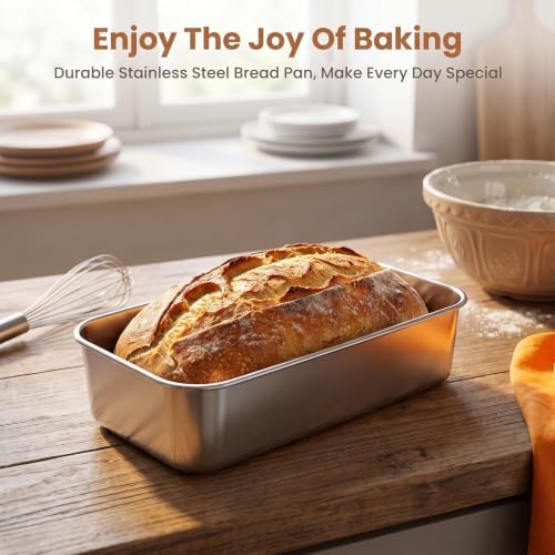 6 Pack 13 x 5.9 Inch Stainless Steel Loaf Pan Large Baking Pans for