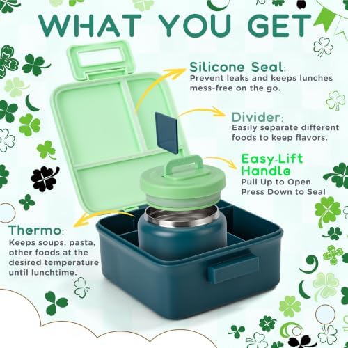 Bento Lunch Box for Kids with 8oz Thermo Containers for School,Camping