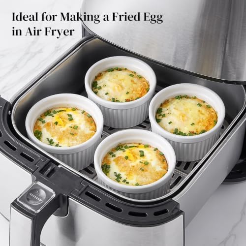 DOWAN 4 oz Ceramic Ramekins Set of 6, Oven Safe Souffle Dishes for Air
