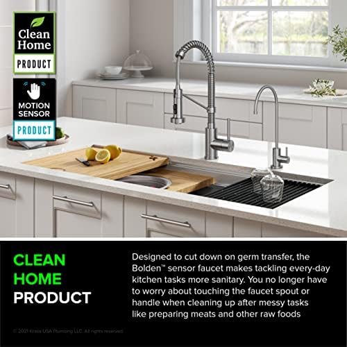 KRAUS 18 in Stainless Steel Touchless Kitchen Faucet KSF-1610SFS