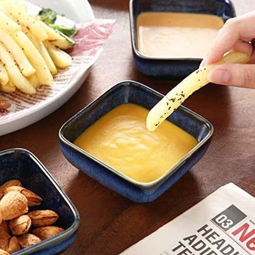 vancasso Stern 6 Oz Dipping Bowls Set of 4, 3.7" Square Soy Sauce Dish