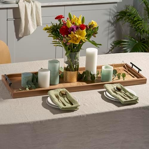 Twine Modern Manor Longboard Cheese Platter with Handles, Rectangular