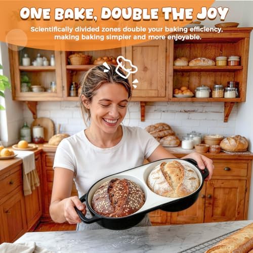 Mini Double Dutch Oven for Sourdough Bread Baking, 2.6QT (Black)